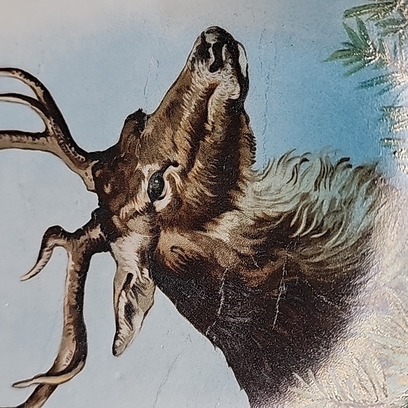 Vintage Three Crown China Germany Handpainted Ceramic Deer Elk Stag Plate - Picture 4 of 16